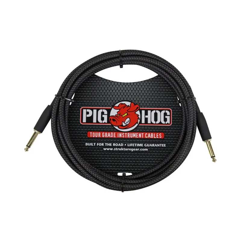Pig Hog Tour-Grade Woven Black Instrument Cable – 10 Ft 1