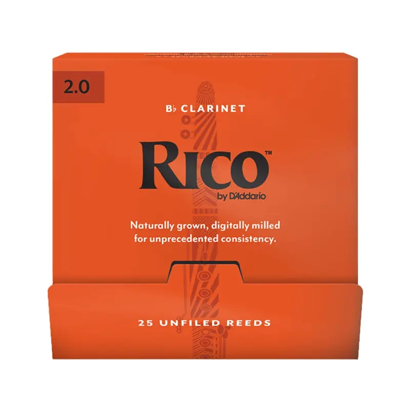 Rico By D'Addario Bb Clarinet Reeds – Strength 2.0, 25-Pack (Individually Sealed) 1