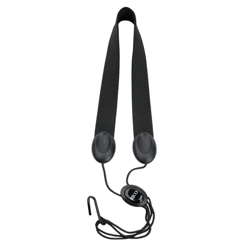 Rico Saxophone Strap – Adjustable Nylon For Soprano & Alto Saxophones (Black) 1