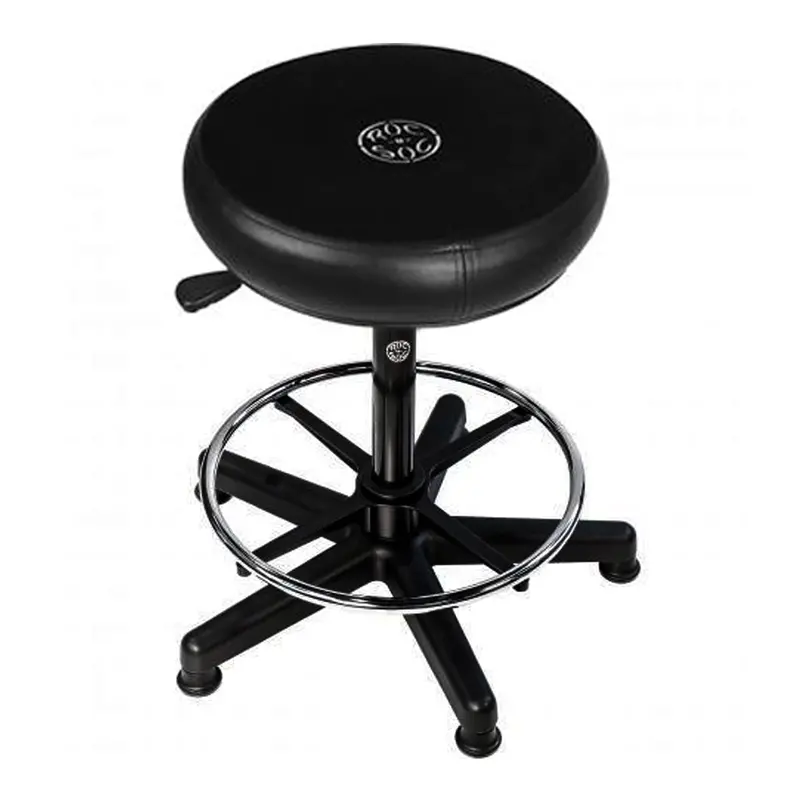 Roc-N-Soc Lunar Gas Lift Stool – Extended Height, Black Round Seat With Foot Ring 1