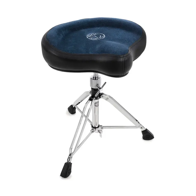 Roc-N-Soc Manual Spindle Tall Stool With Blue Seat Top 1