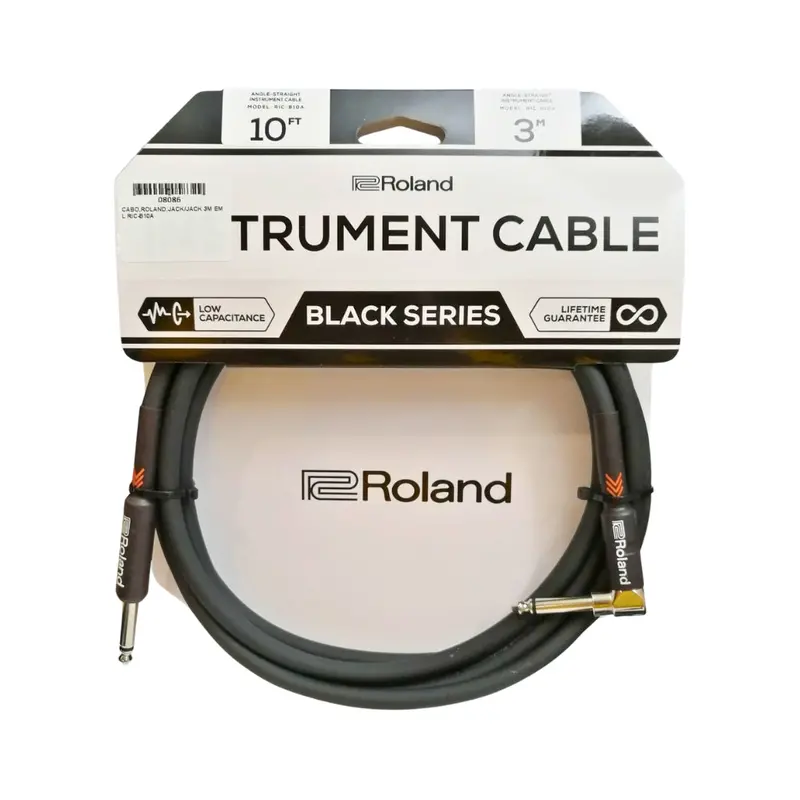 Roland Black Series Ric-B10A Heavy-Duty Instrument Cable (10 Ft) 1