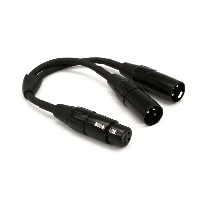 Roland Black Series Xlrf To Dual Xlrm Splitter Cable – 6-Inch Professional Interconnect 1