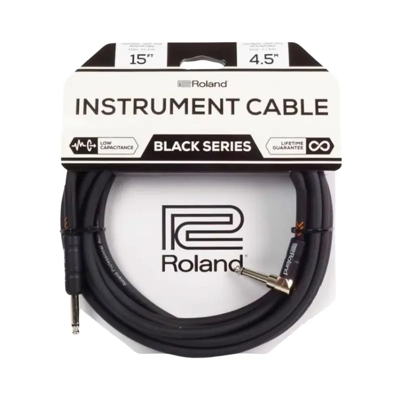Roland Ric-B15A: 15-Foot Straight-To-Right-Angle 1/4-Inch Gold Series Cable 1