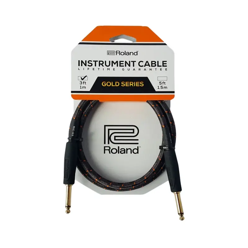 Roland Ric-G3: 3-Foot Straight 1/4-Inch Gold Series Instrument Cable 1