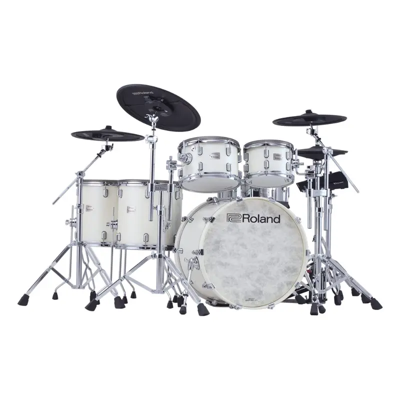 Roland Vad716Pws Full V-Drums Acoustic-Style Kit – Pearl White With Dw 3000 Hardware 1