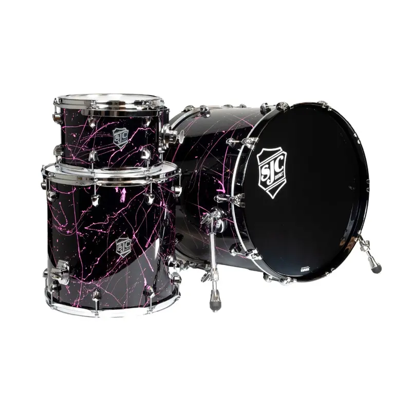Sjc Navigator 3-Piece Shell Pack – Black With Pink Splatter 1