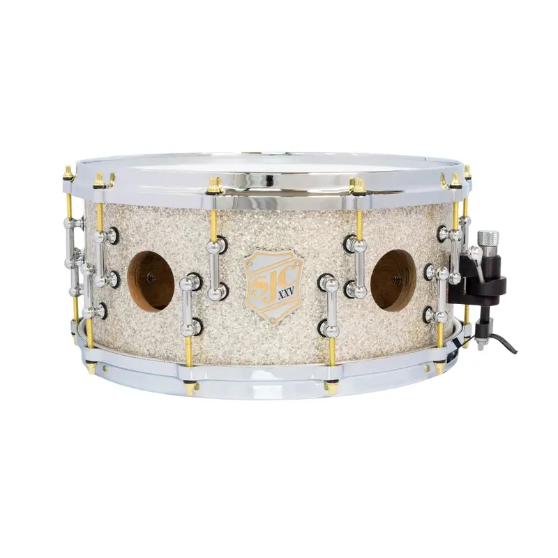 Sjc Xxv Anniversary 6.5X14" 25-Ply Maple Snare Drum – Silver Glass Glitter Finish 1