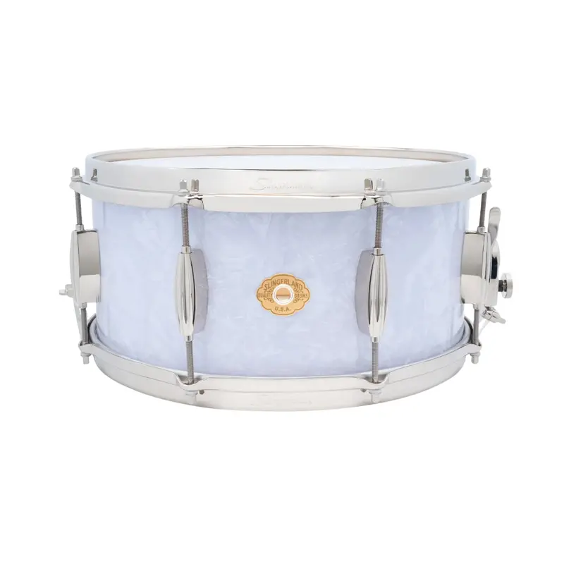 Slingerland Radio King Artist Snare Drum – 6.5" × 14", White Marine Pearl Wrap 1