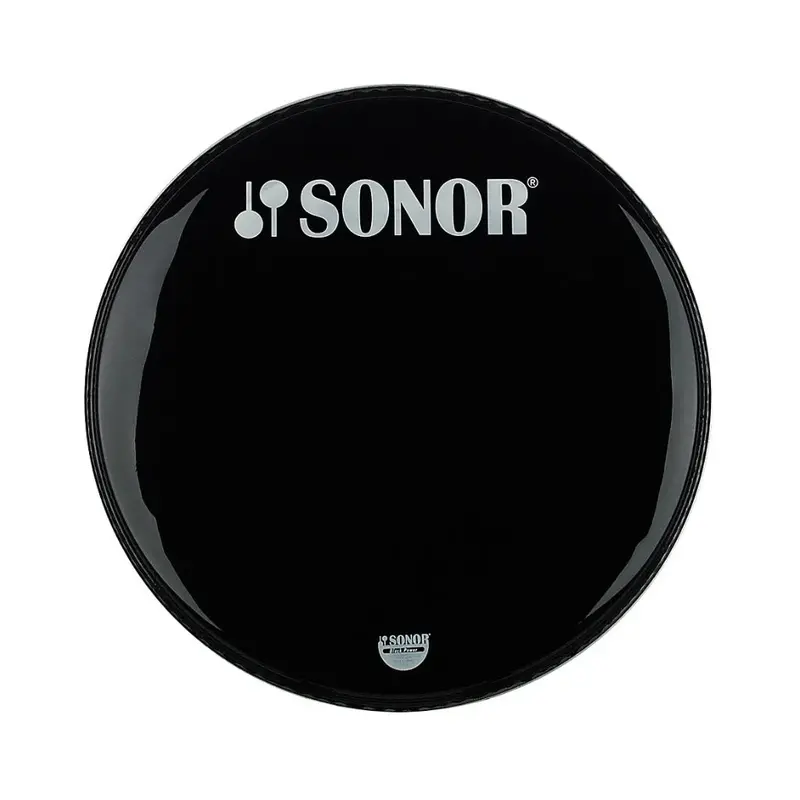 Sonor 20-Inch P3 Powerstroke Bass Drum Head – Black With Logo 1