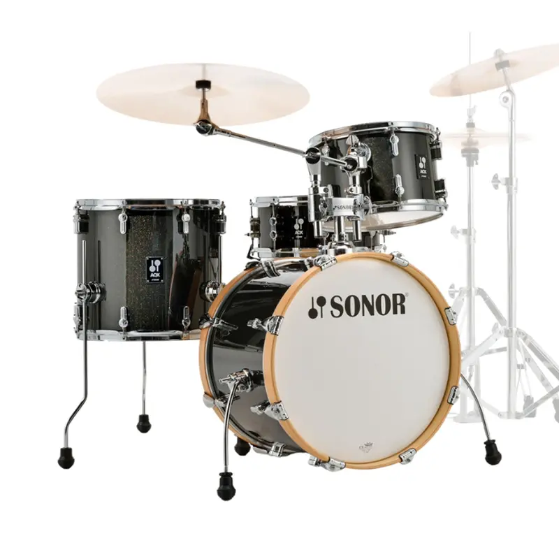 Sonor Aqx Jazz Drum Set – 4-Piece Kit In Black Midnight Sparkle Finish 1