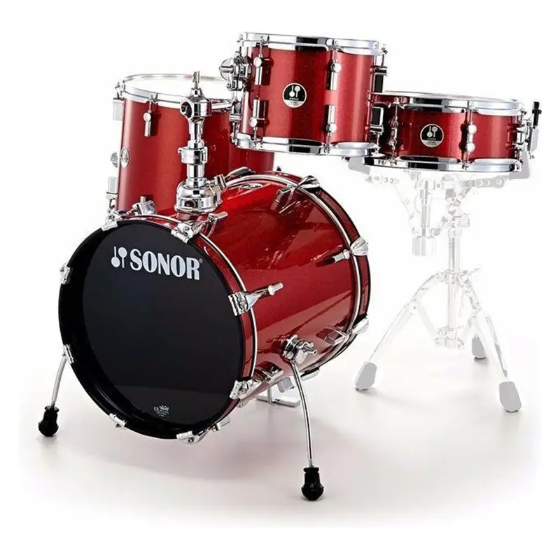 Sonor Safari Se 4-Piece Drum Shell Pack In Red Galaxy Sparkle Finish 1