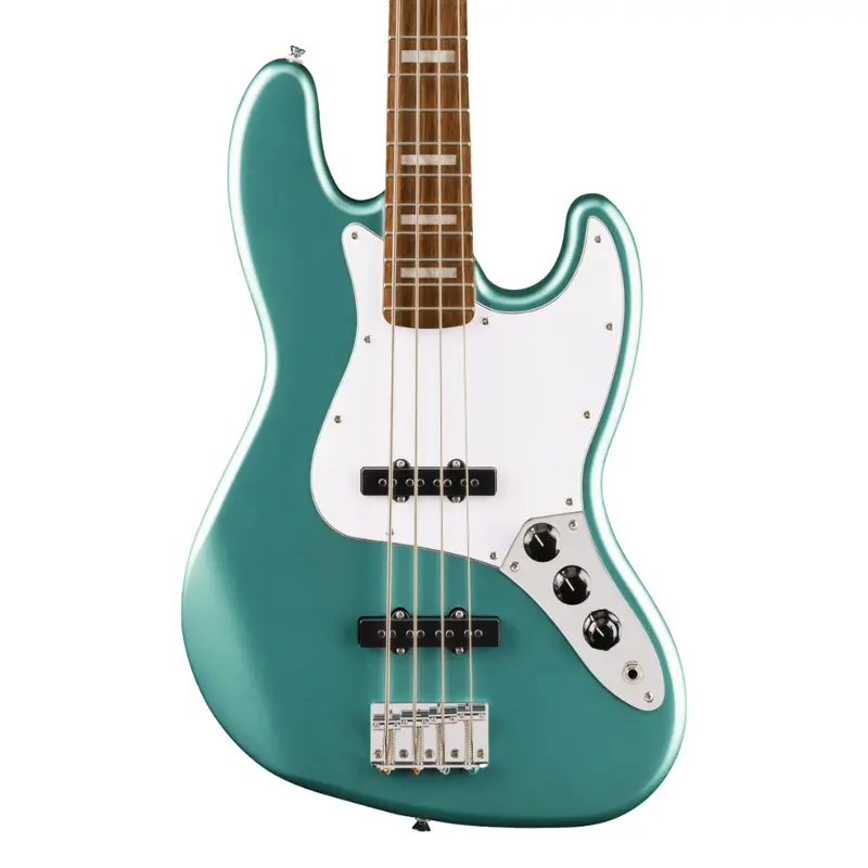 Squier Affinity Jazz Bass – Active Electronics, Laurel Fingerboard, White Pickguard, Mystic Sea Foam Green Finish 1