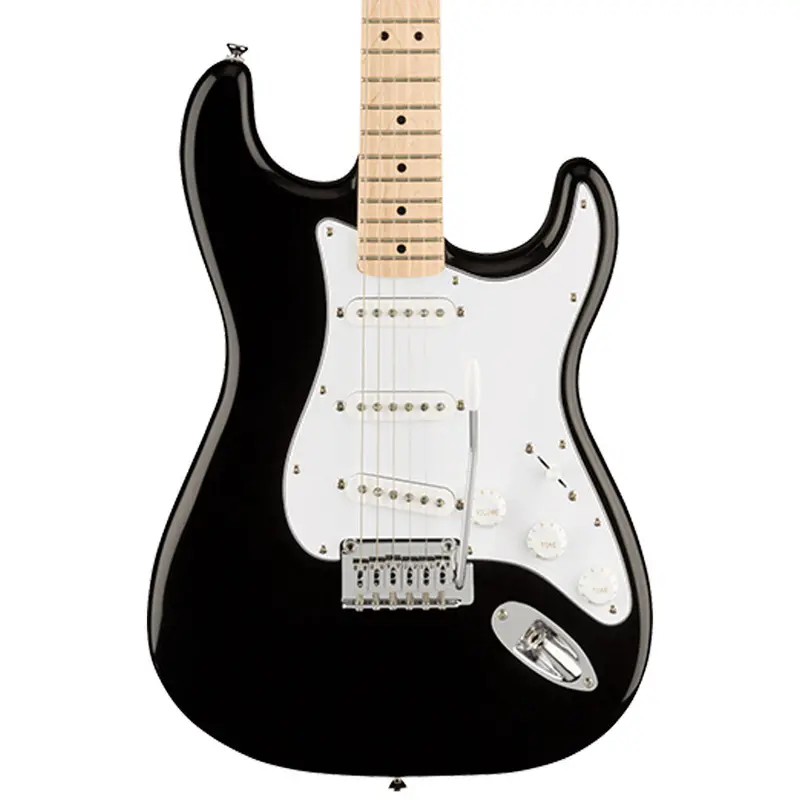 Squier Affinity Stratocaster – Black With Maple Fingerboard & White Pickguard 1