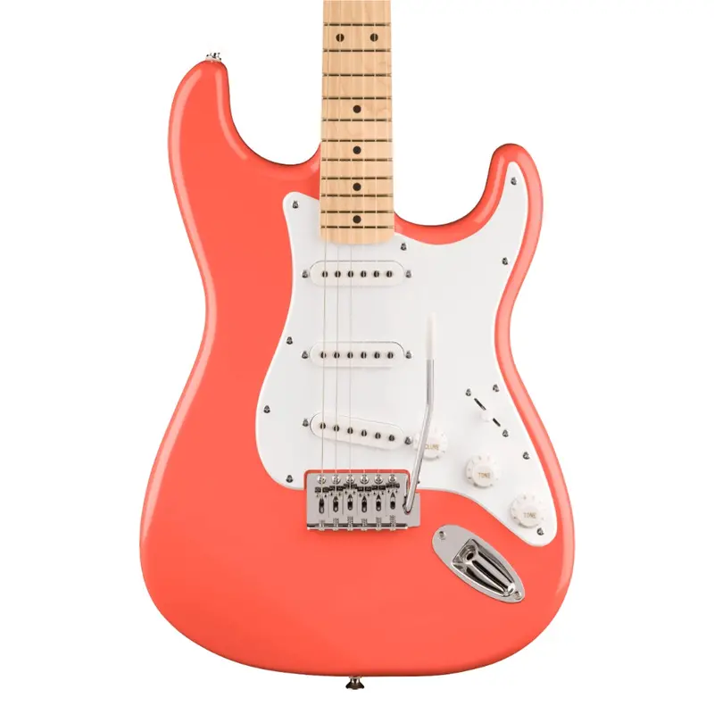 Squier Sonic Stratocaster Electric Guitar In Tahitian Coral With Maple Fretboard 1