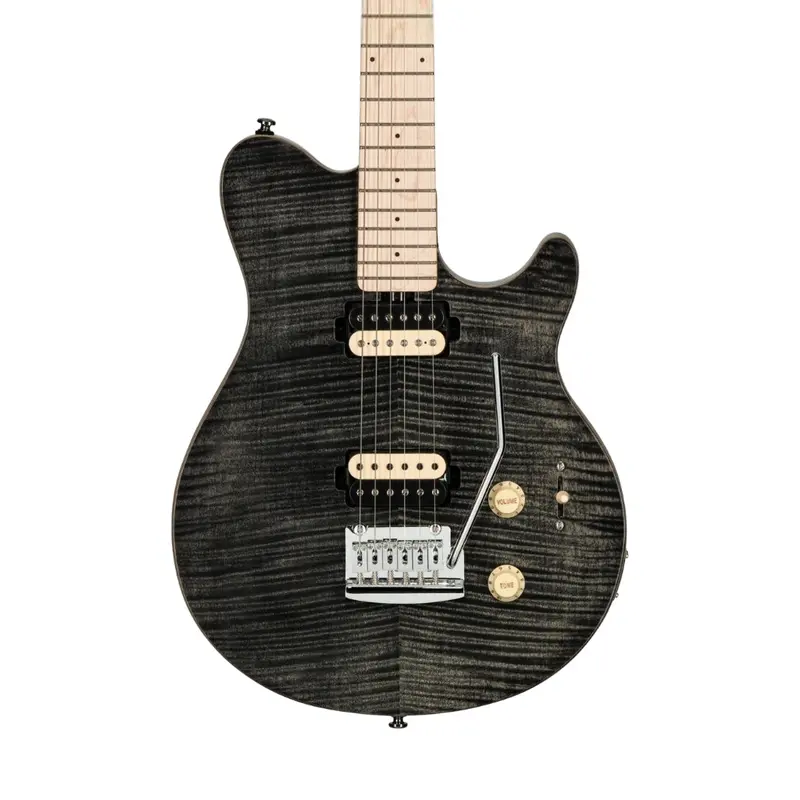 Sterling By Music Man Sub Axis Ax3Fm Electric Guitar – Flamed Maple Top, Trans Black Finish 1