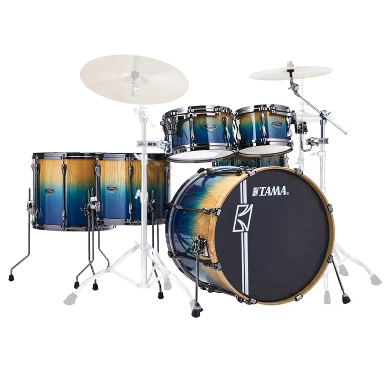 Tama Superstar Hyper-Drive Maple 6-Piece Shell Pack – Sapphire Fade Lacebark Pine, Includes 22" Bass Drum 1