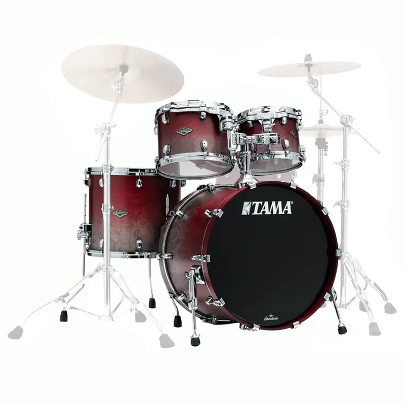 Tama Wbs42S Starclassic Walnut/Birch 4-Piece Shell Pack – 22" Bass Drum – Satin Burgundy Fade 1
