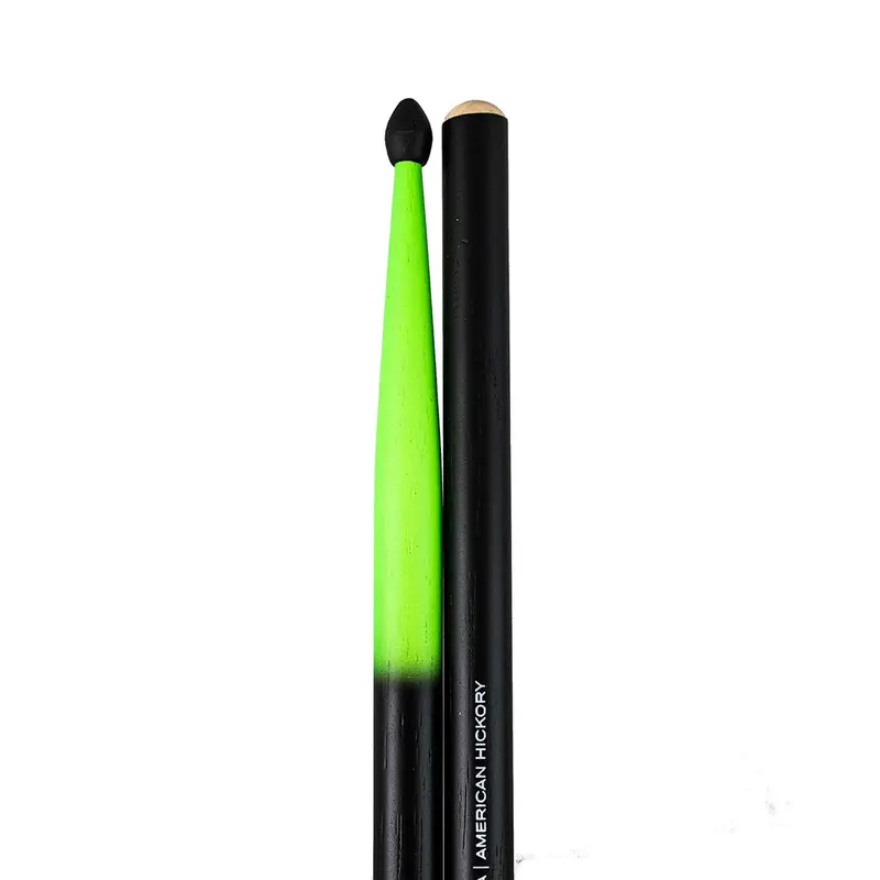 Total Percussion 5A Drumsticks – Nylon Tip, Fluoro Green/Black 1