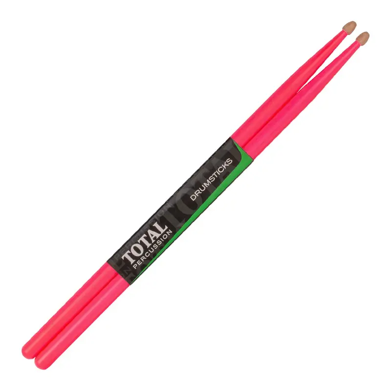 Total Percussion 5A Drumsticks With Wood Tips – Fluorescent Pink Finish 1