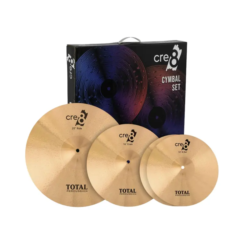 Total Percussion Cre8 Series Cymbal Pack – 14", 16", And 20" Hi-Hat, Crash & Ride 1