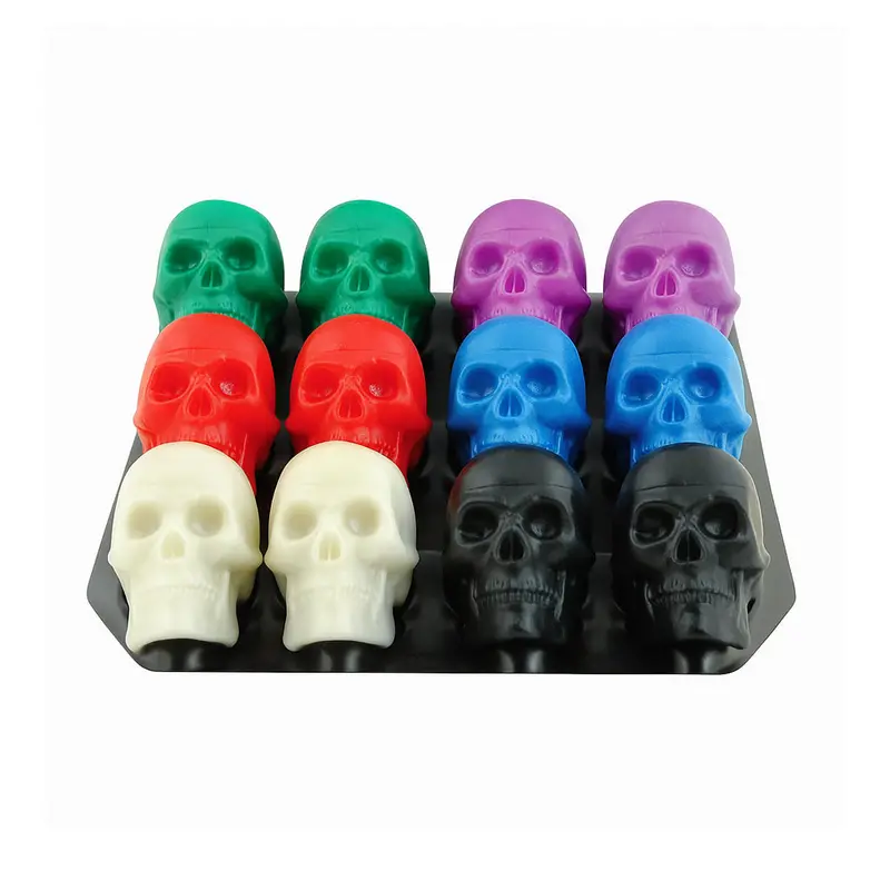 Trophy Beadbrain Glow-In-The-Dark Skull Shaker – Colored Bead Design 1