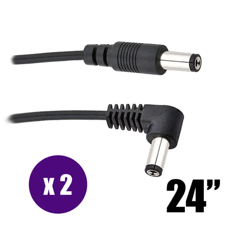 Voodoo Lab Standard Polarity 2.1Mm Right-Angle To Straight Cable – 24" – 2-Pack 1
