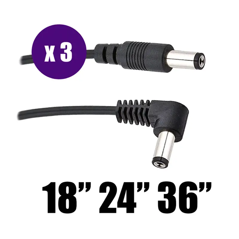 Voodoo Lab Standard Polarity 2.1Mm Right-Angle To Straight Instrument Cables (18"/24"/36") – 3-Pack 1