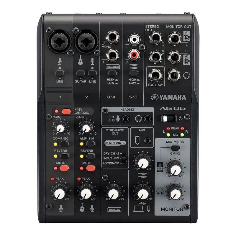 Yamaha Ag06Mk2 6-Input Usb Audio Mixer & Interface – Black 1