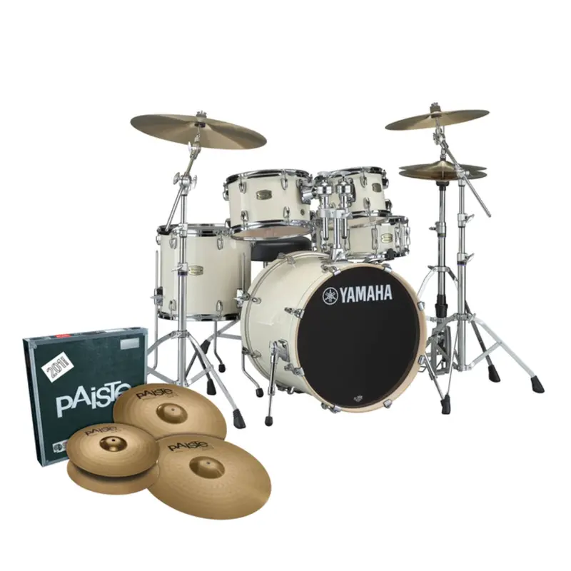 Yamaha Stage Custom Birch Fusion Shell Pack – Classic White (Includes Hardware & Cymbals) 1