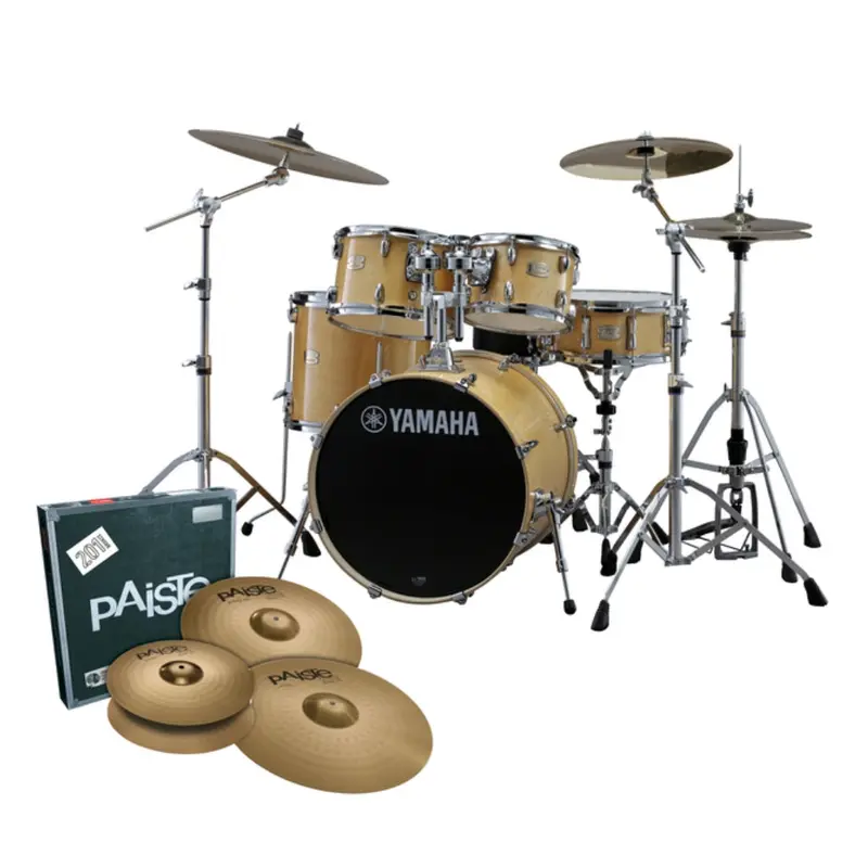 Yamaha Stage Custom Birch Fusion Shell Pack – Natural Wood (Includes Hardware & Cymbals) 1