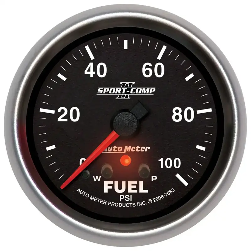 Autometer Sport-Comp Ii Fuel Pressure Gauge – 2-5/8", 100 Psi, Stepper Motor W/ Peak Hold & Warning (7663) 1
