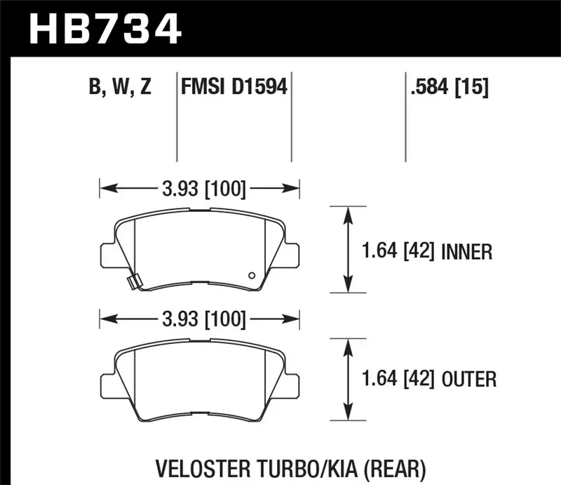 Hawk Performance Hb734Z.584 Ceramic Brake Pads – 0.584-Inch Thickness, Low-Dust Formula 1